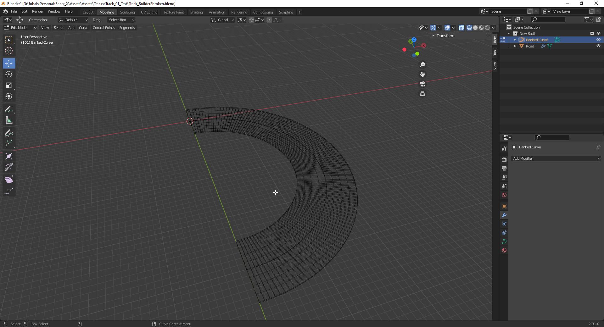 mesh looks fine with array and curve modifier