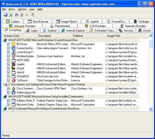 Autoruns: Now you know what's running on my computer.
