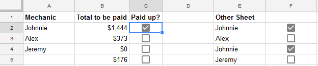 example sheet