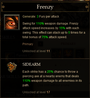 Frenzy (Sidearm) description