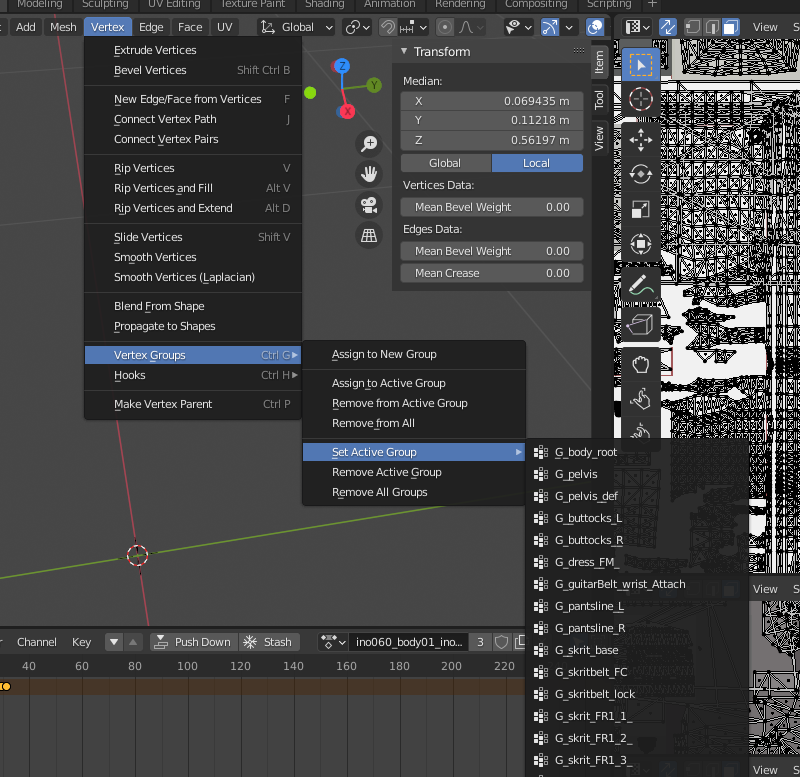 set active vertex menu