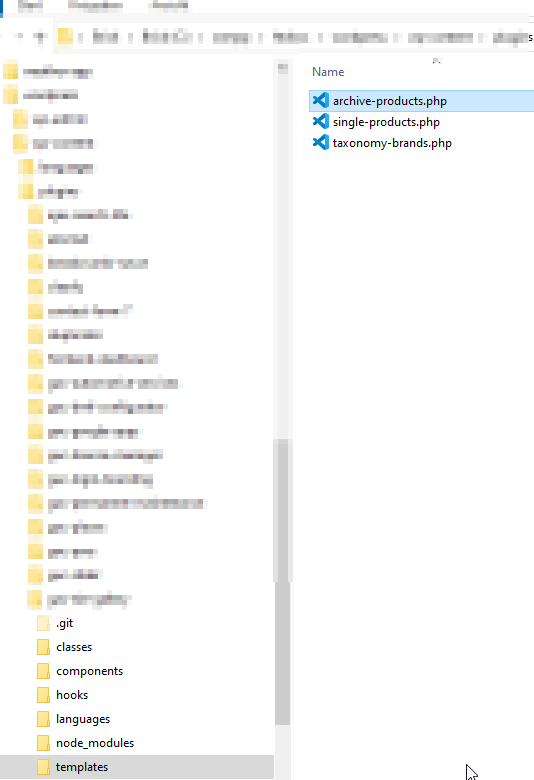 Folder and template names