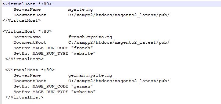 Screenshot of Apache Virtual Host configuration file