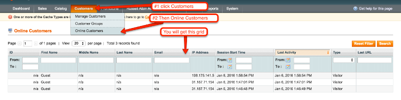 Online Customers Magento