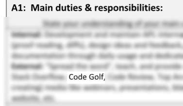 A1: Main duties & responsibilities: ― Code Golf, ―