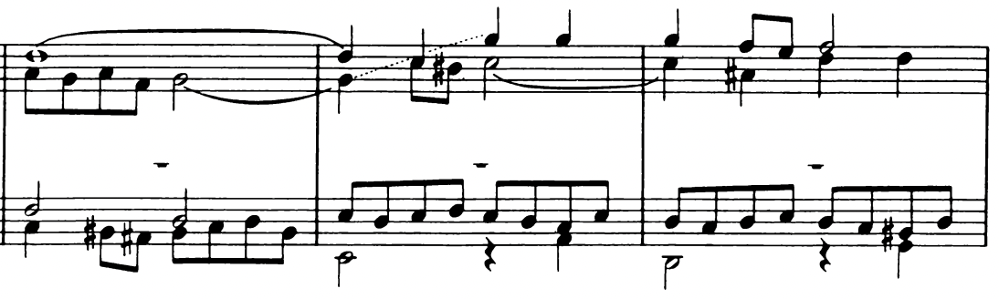 WTC I, Fugue in C# minor, mm. 91 – 93