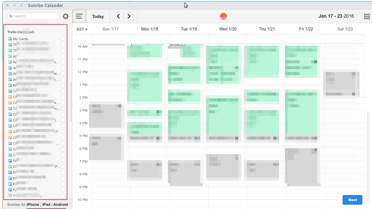 Sunrise Calendar Trello Integration