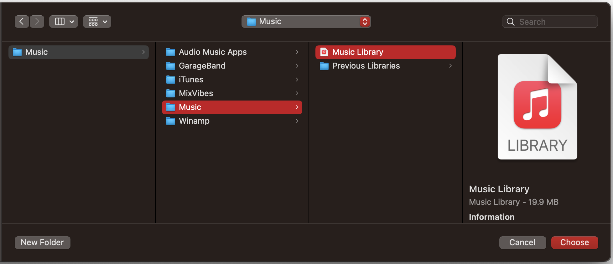 Music App Choose Music Library