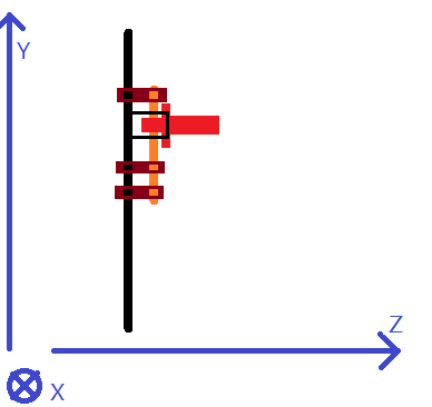 Diagram of the antenna with matching section and connector shown in YZ plane