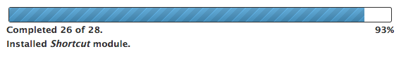 progress bar during Drupal install.