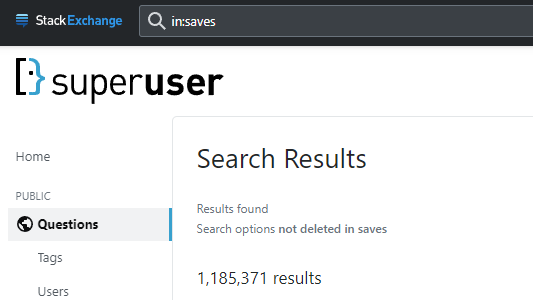 in:saves on Super User returns ~1.2m results
