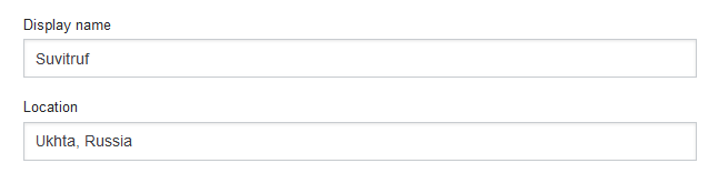 Screenshot of location field on site profile
