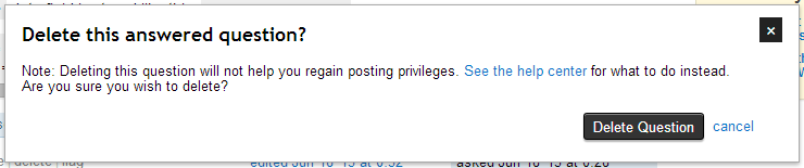 Note: Deleting this question will not help you regain posting privileges.