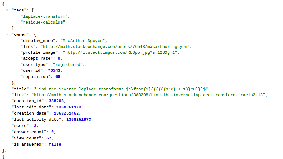 formatted JSON