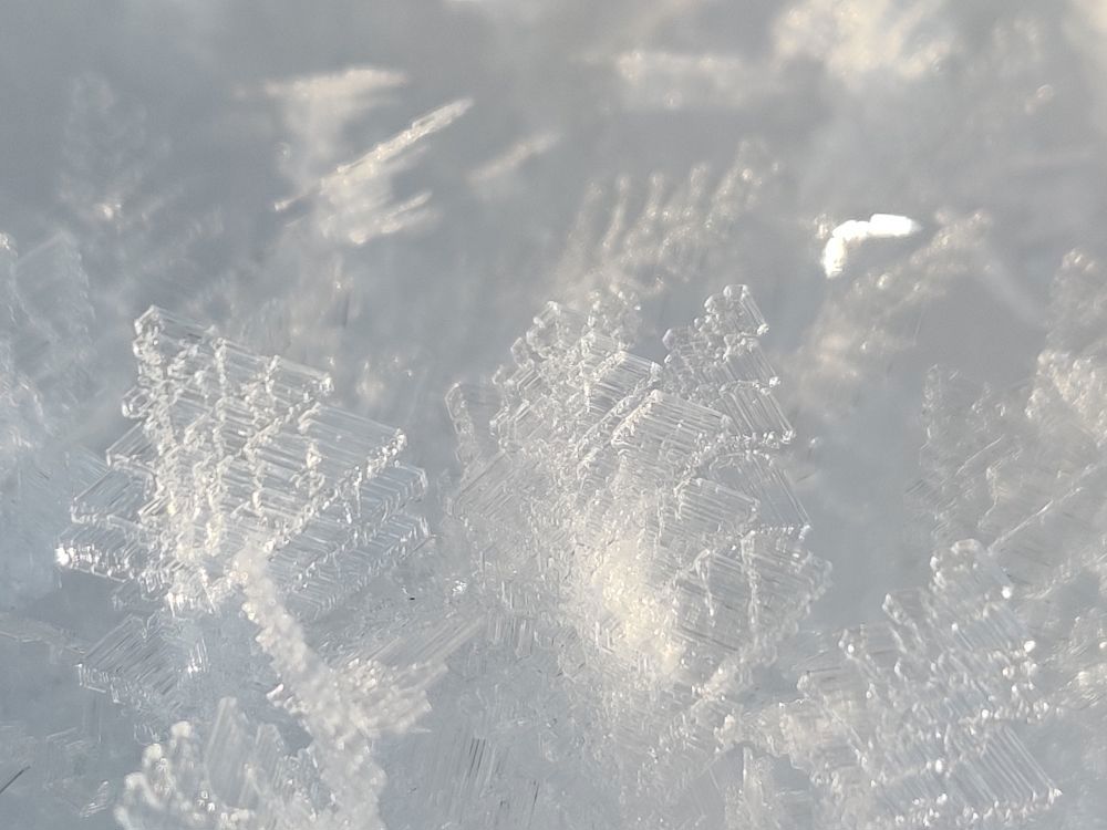 Extreme close up of snowflake