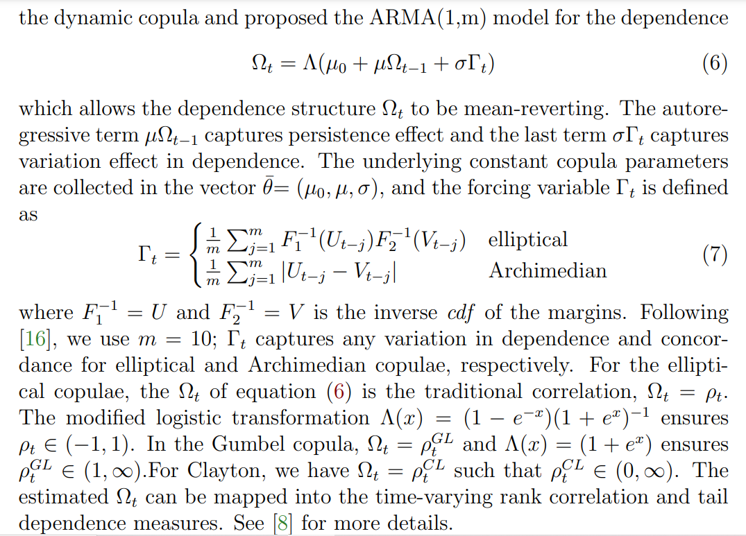 More details for time-varying(dynamic) copula doubt