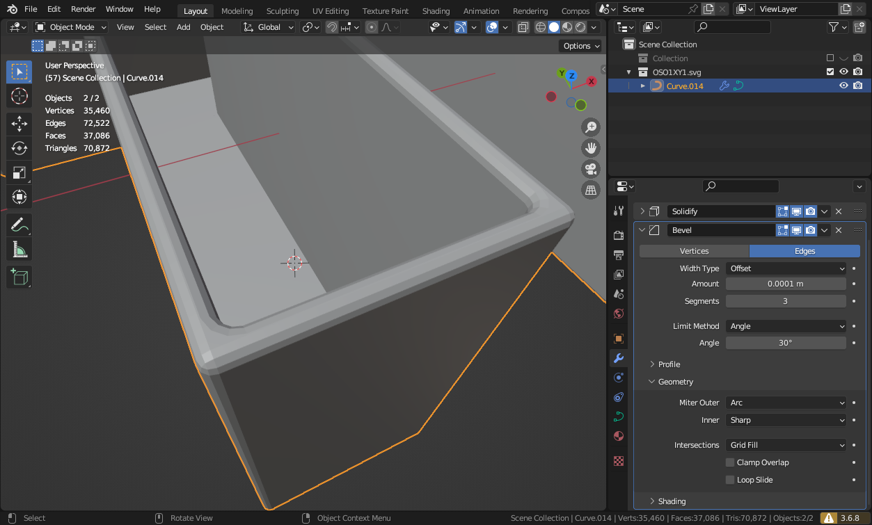 Bevel modifier setup