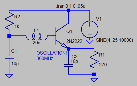 barely-oscillating "capacitor-multiplier"