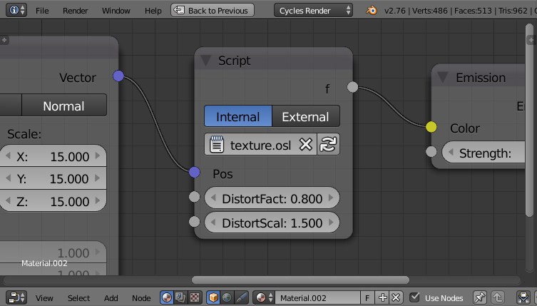 script node including distortion inputs