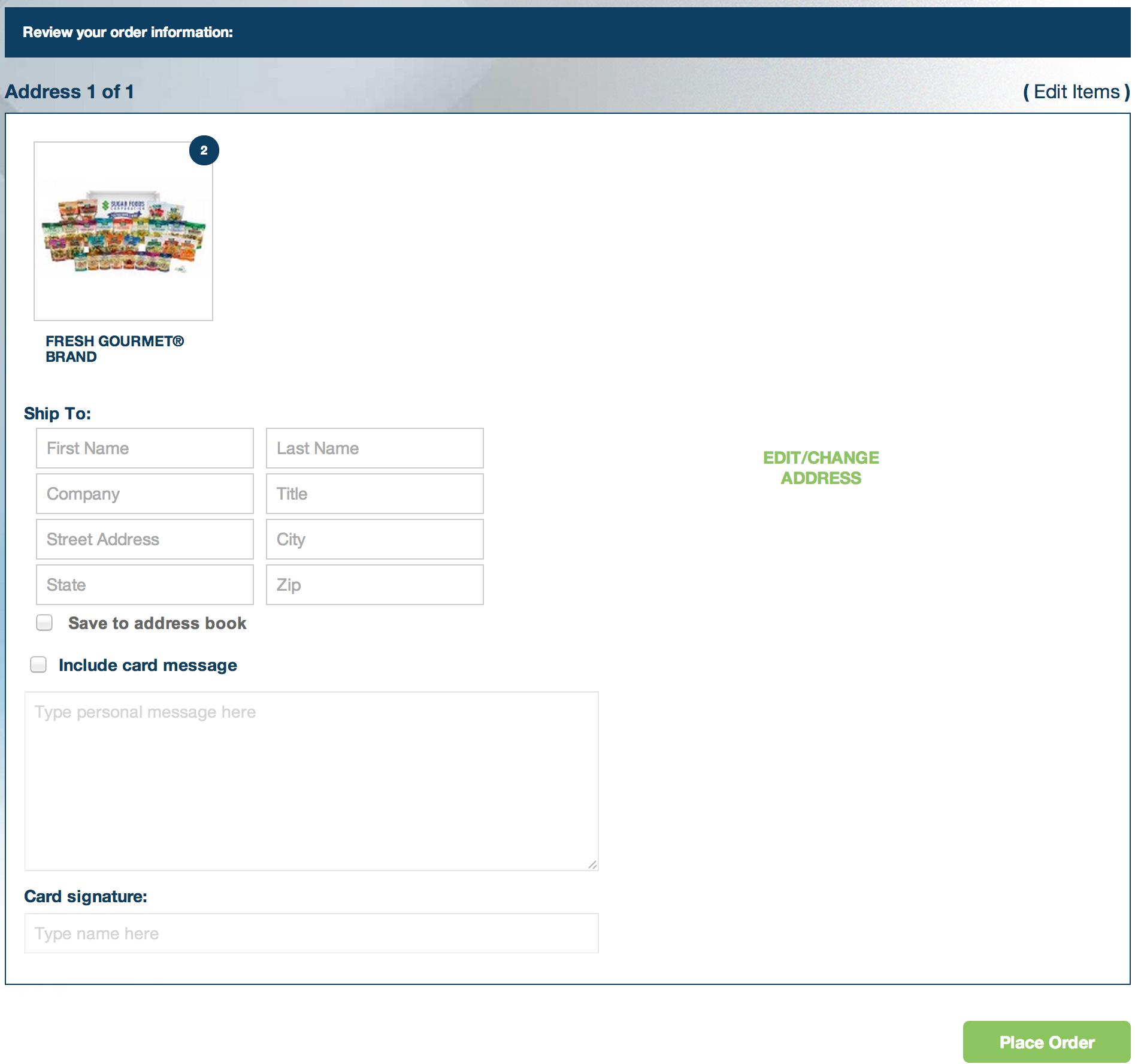 Multishipping Overview Page