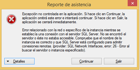 Error al generar reporte en PC Cliente