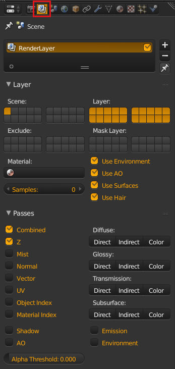 render layers settings