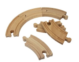 partially assembled wooden track pieces