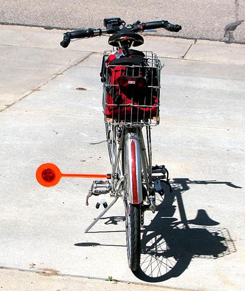 bike with reflector on pole to one side