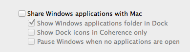 Disabling Windows application integration