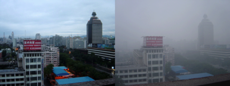 Bejing with and without smog