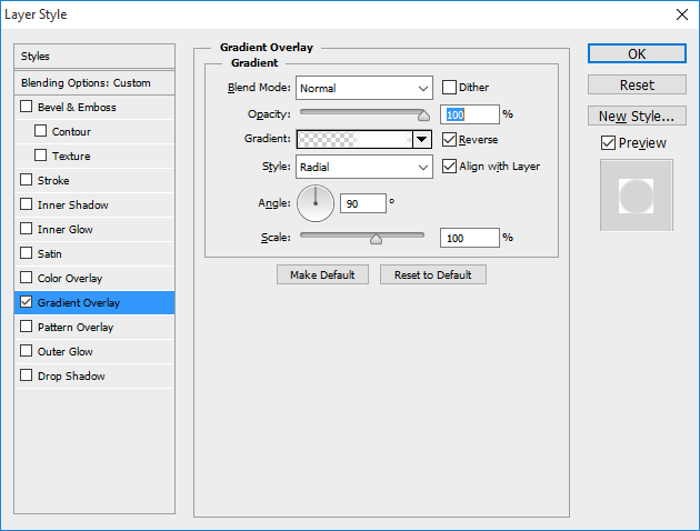 Gradient options