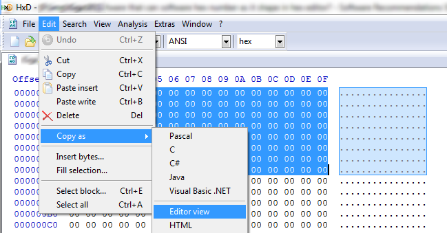 Copy as editor view