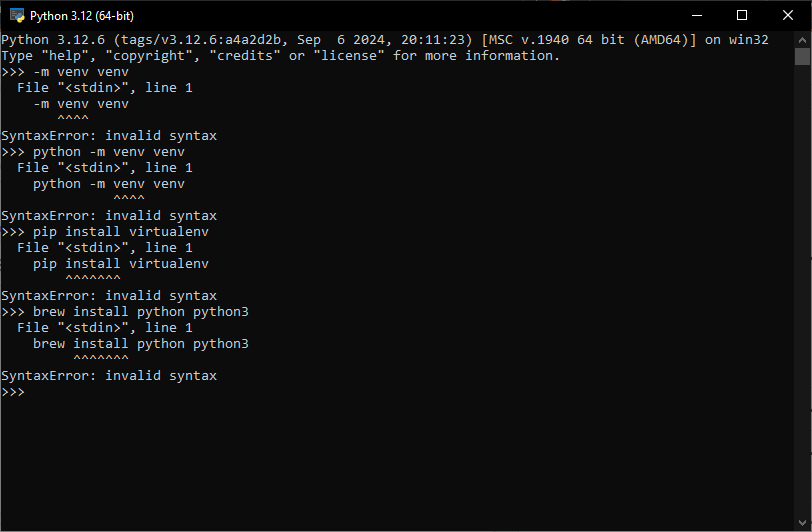 Captura de la consola de Python con el error