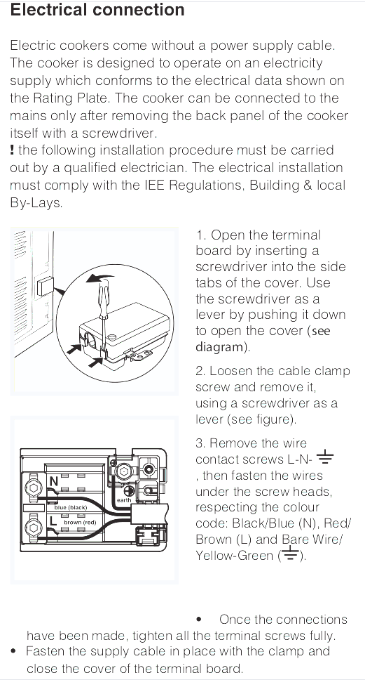 Electrical connection instructions