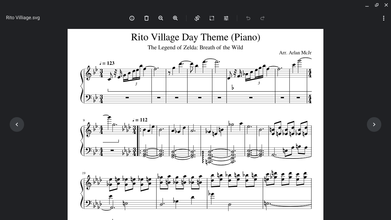 "Rito Village Day Theme" from Legend of Zelda: Breath of the Wild, first page