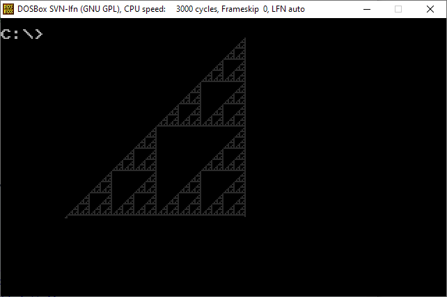 Sierpinski triangle in 18 bytes of 8086 machine code