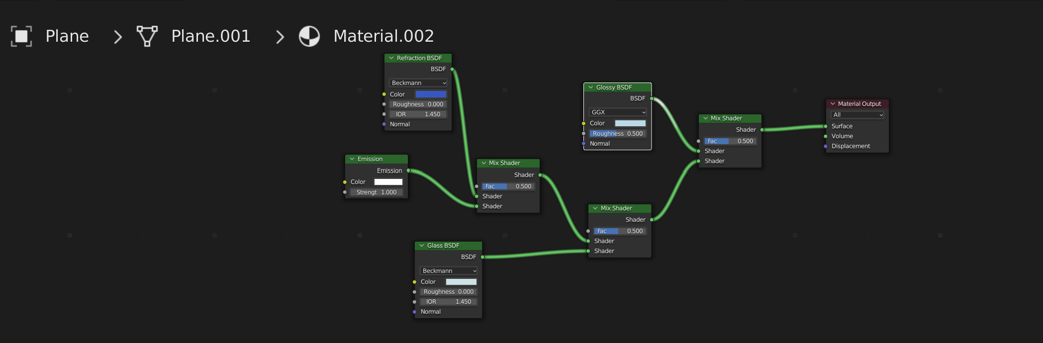 A picture of the nodes for my rain material