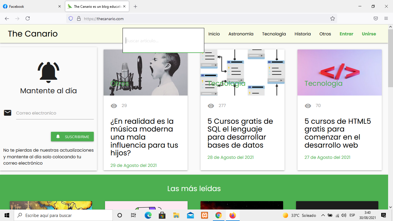 Aspecto del buscador en Firefox