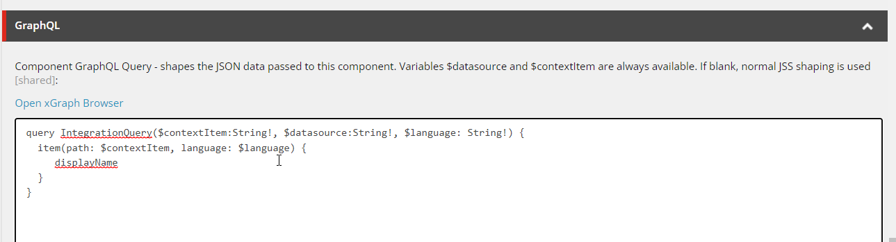 Component GraphQL Query field