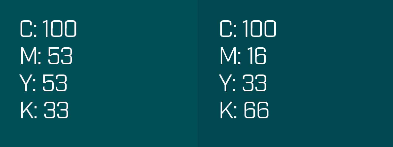 cmyk values comparison