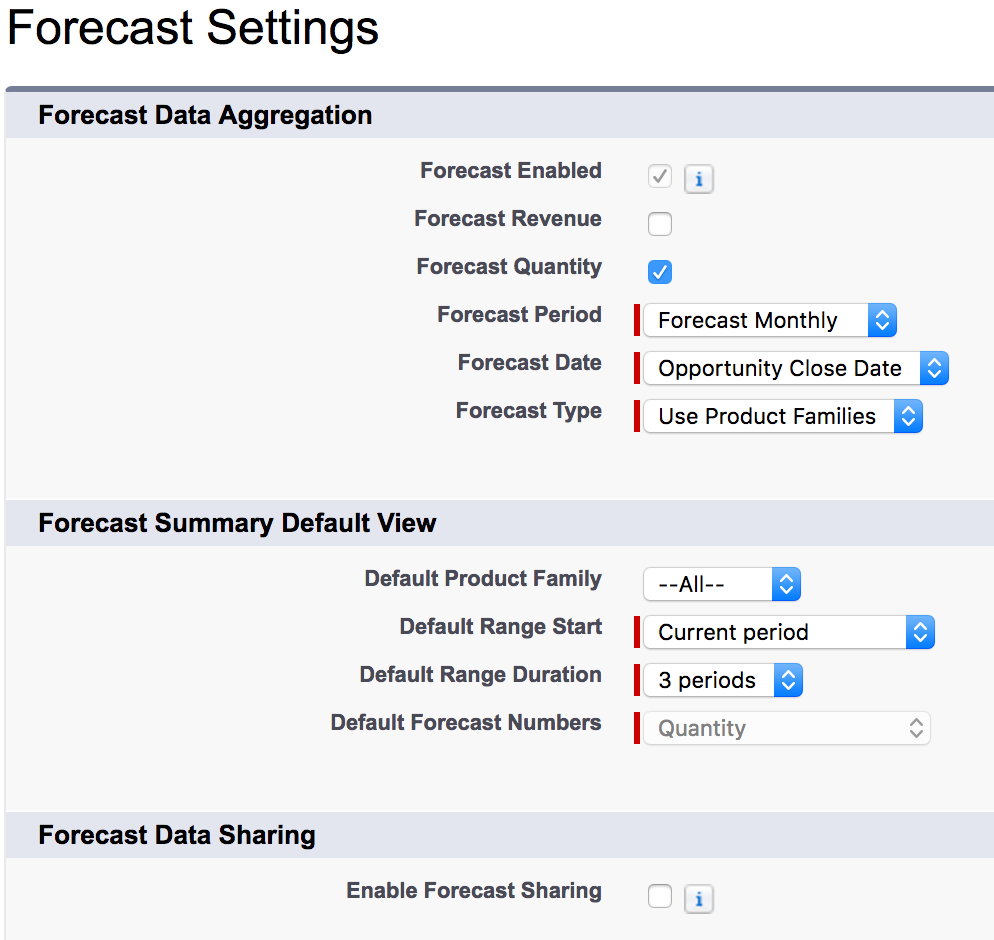 Forecast Settings