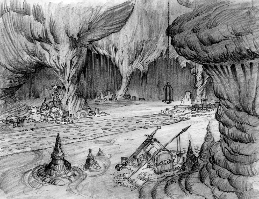 Korgoth background sketch by Justin K. Thompson