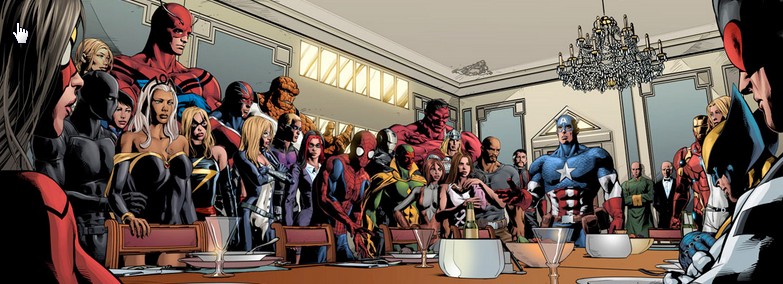 The Avengers gathered around a table