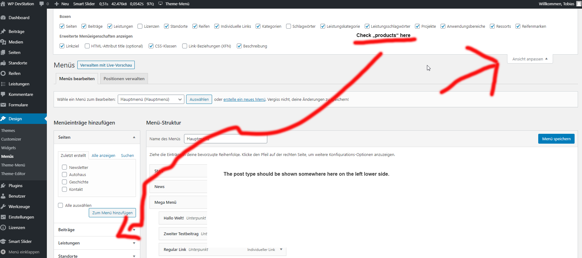 How to find the menu panel