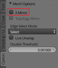 Mesh options in the tool shelf