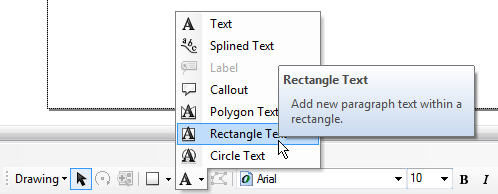 Find Rectangle Text on the Drawing Toolbar