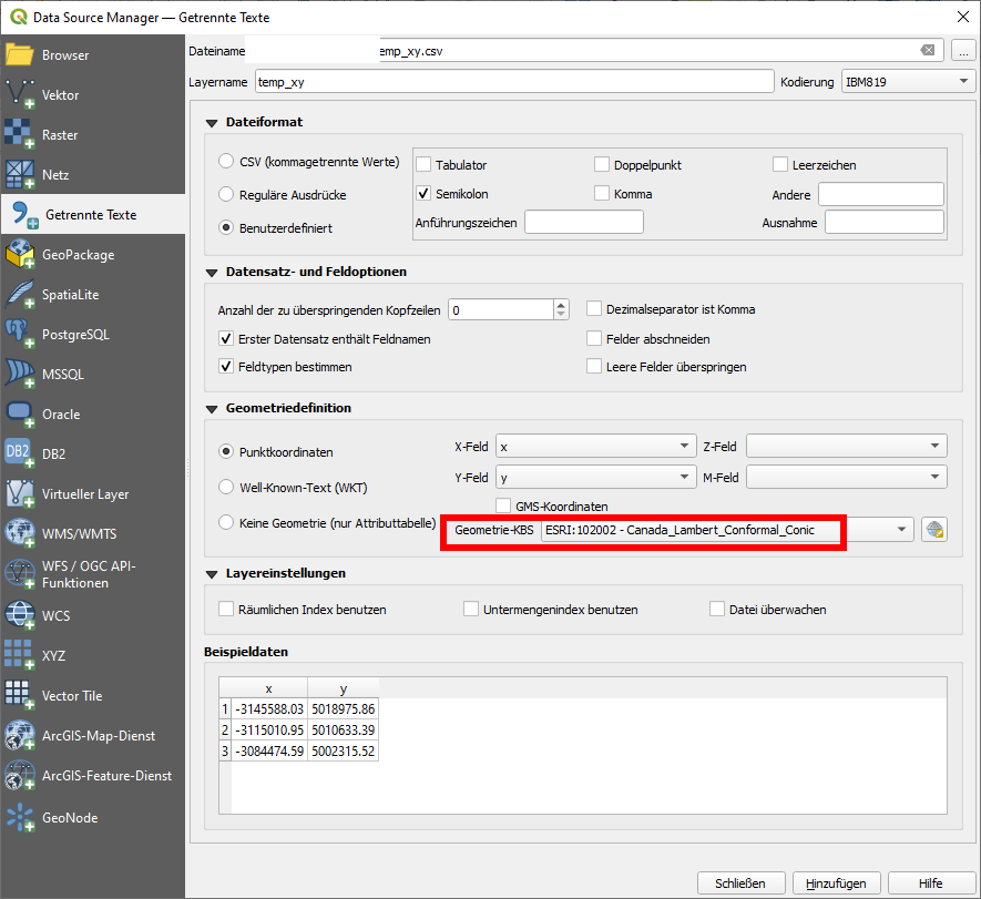 qgis import csv delimited text as points layer