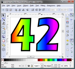 The vector image of 42 within Inkscape