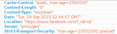 HSTS header in response from Facebook