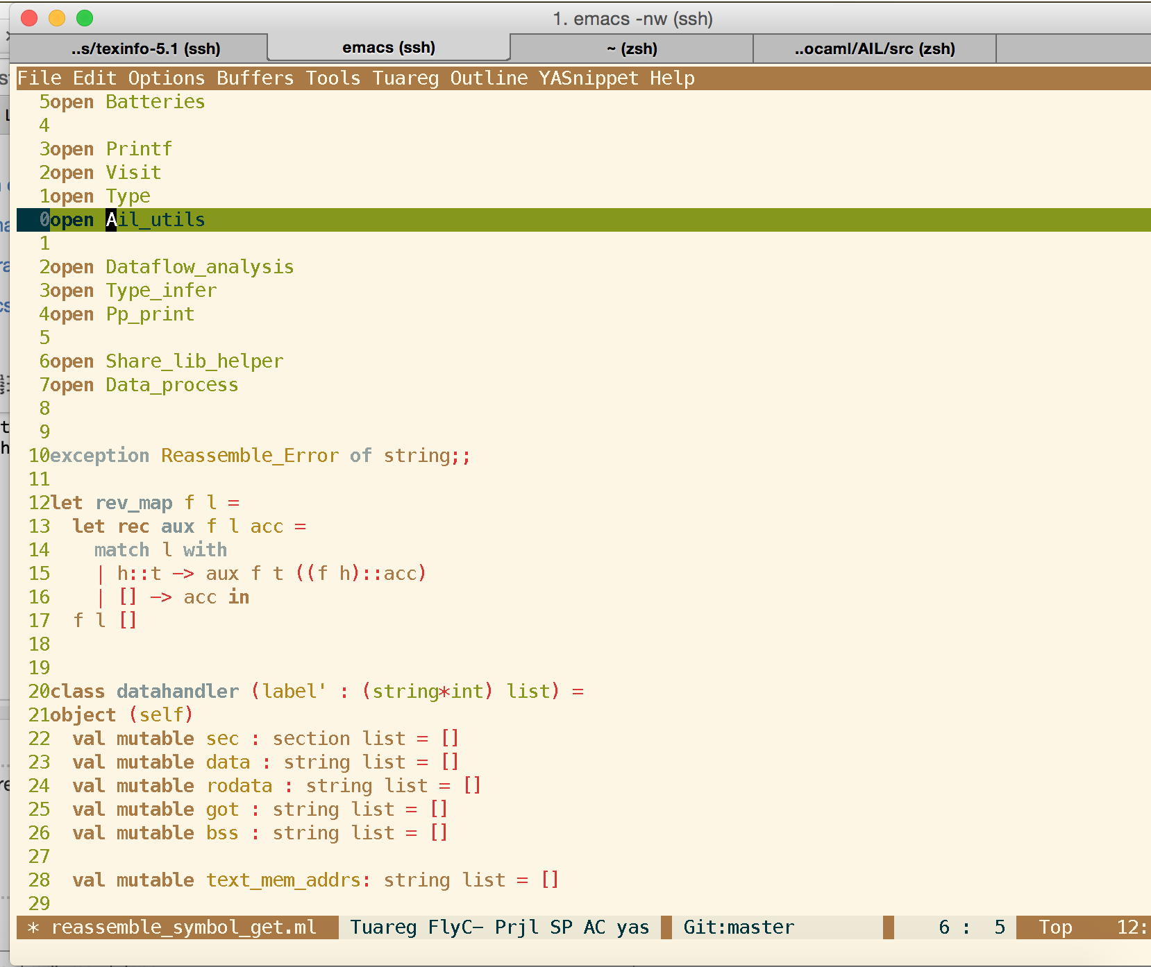 Screenshof emacs showing the menu bar with entries like "File", "Edit", "Options", "Buffers" etc.